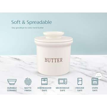KooK Butter Keeper Dish for Soft Fresh Butter