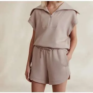 PICPUNMAK Women’s Stylish Two Piece Sweatshirt Shorts Set