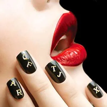 Maitys 104 Pieces Letter Nail Studs 3D Capital Charms Letters and Rhinestone Crystal Nail Decals English Alphabet Fingernail Art Decoration for Women Female DIY Fingernail Art(Gold)