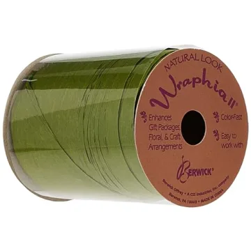 Berwick Offray Matte Olive Green Raffia Ribbon for Eco-Friendly Crafting 1/4'' 100 Yards