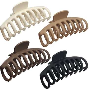 OWIIZI Large Claw Clips, 4.3" Matte Hair Clips for Women's Long Thick Hair, Non-Slip Barrette Clips ...