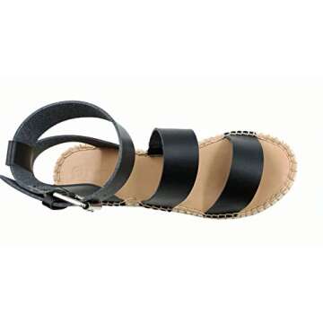 The Drop Women's Listilla Espadrille Flatform Ankle Strap Sandal Wedge, Faux Leather Black, 8