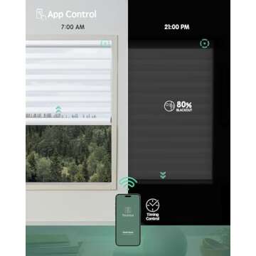 Yoolax Motorized Zebra Blinds Works with Alexa, Motorized Blinds with Remote Custom Size, Privacy Electric Blinds Zebra Blinds for Windows (80% Shading White)
