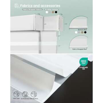 Yoolax Motorized Zebra Blinds Works with Alexa, Motorized Blinds with Remote Custom Size, Privacy Electric Blinds Zebra Blinds for Windows (80% Shading White)