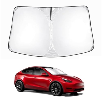 KUST Windshield Sun Shade for 2017-2026 Tesla Model Y/3 - Upgraded Foldable UV Blocker