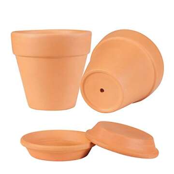 EHWINE 6 Pack Terracotta Pots for Succulents and Plants