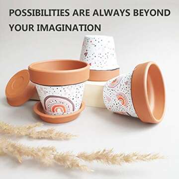 EHWINE 6 Pack Terracotta Pots for Succulents and Plants