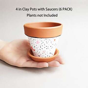EHWINE 6 Pack Terracotta Pots for Succulents and Plants