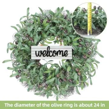Huadanbor Olive Wreath - All Season Greenery Decor