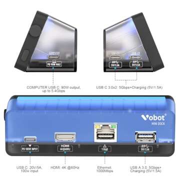 USB C Laptop Docking Station (7-in-1), USB C Hub with Screen, Multiple Built-in Apps, Docking Statio...