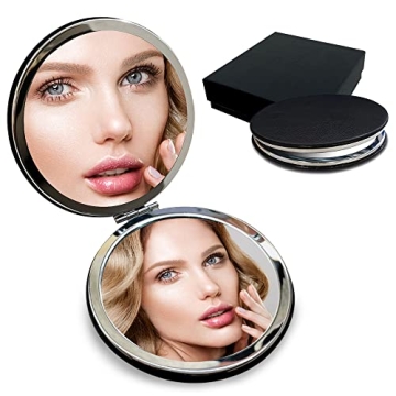 BelleJiu Compact Travel Makeup Magnifying Mirror: Stylish & Portable