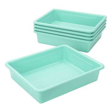 Storex Letter Size Flat Storage Tray in Teal - 5-Pack