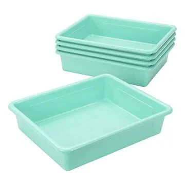 Storex Letter Size Flat Storage Tray in Teal - 5-Pack