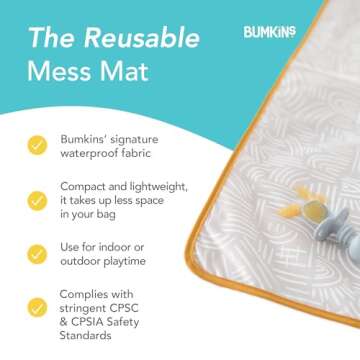 Bumkins Baby Splat Mat for Under High Chair, Babies Toddlers Eating Mess Mat, Waterproof Reusable Cloth for Arts and Crafts, Playtime Mat for Kids, Floors or Tables, Fabric 42inx42in, Desert Boho