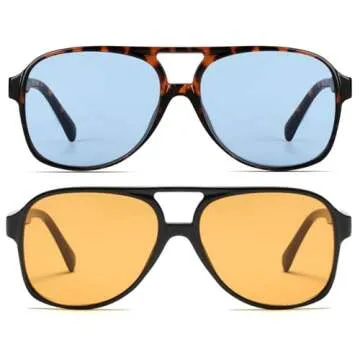 Freckles Mark Vintage Retro 70s Sunglasses for Women Men Classic Large Square Aviator Trendy Glasses...