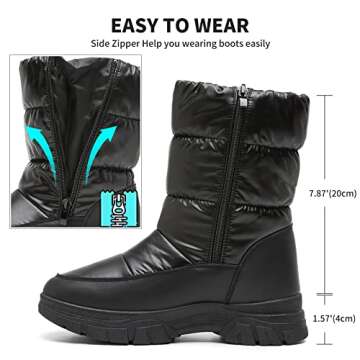 FRACORA Womens Winter Snow Boots Fur Lined Mid Calf Boots Warm Slip On Boots for Women(US7, Black)