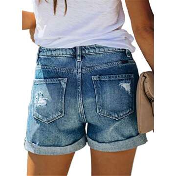 Angerella Women's Casual Button Denim Shorts - Trendy & Comfortable