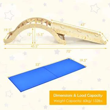 Costzon Climbing Toys for Toddlers, 3-in-1 Montessori Wooden Arch Climber Ladder Structure with Rock Climbing Ramp/Padding, Indoor Gym Learning Playset, Playground for Kids Gift