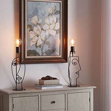 WOXXX Table Lamps for Living Room Set of 2 Industrial Rustic Farmhouse Small Table Lamp Modern Black Table Lamps for Bedroom Office Kids Room Home Nightstand Lamps Bedside Lamp Desk Lamp (2 Pack)