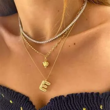 WLLAY Heart Initial Necklace - Tiny Gold Filled Initial Jewelry