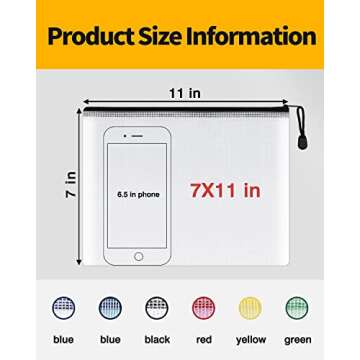 SUNEE Mesh Zipper Pouch 7x11 in (Black, 30 Packs), Mesh Bags with Zipper for School Office Supplies,...