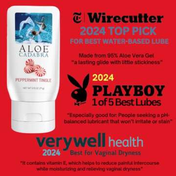 Aloe Cadabra Flavored Personal Lubricant and Vaginal Moisturizer, Organic Edible Aloe Lube for Men, ...