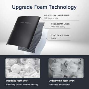 Joy Pebble Bullet Ice Maker Countertop with Handle, 9 Bullet Ice Cubes Ready in 6 Mins, 26.5Lbs/24H, Self-Cleaning Portable Ice Machine with Basket and Scoop, for Home/Kitchen/Camping/RV