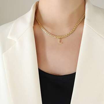GOGOEY Dainty Initial Necklaces for Women, 18K Gold Filled Vintage Choker Necklaces Simple Cubic Zir...