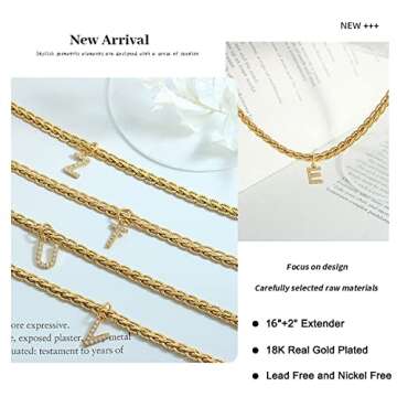 GOGOEY Dainty Initial Necklaces for Women, 18K Gold Filled Vintage Choker Necklaces Simple Cubic Zircon Letter Pendant Initial Choker Necklace Gift for Women Necklace Jewelry (L)