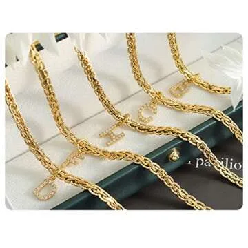 GOGOEY Dainty Initial Necklaces for Women, 18K Gold Filled Vintage Choker Necklaces Simple Cubic Zircon Letter Pendant Initial Choker Necklace Gift for Women Necklace Jewelry (L)