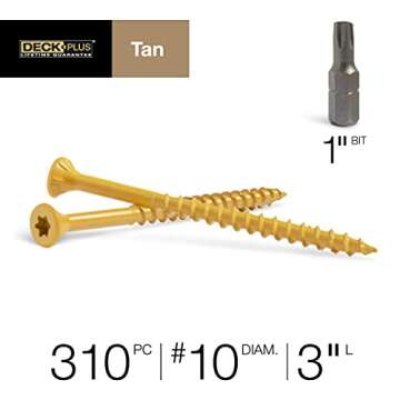 Deck Plus 48419 Wood Screws #10 x 3", Tan, 5lb Box
