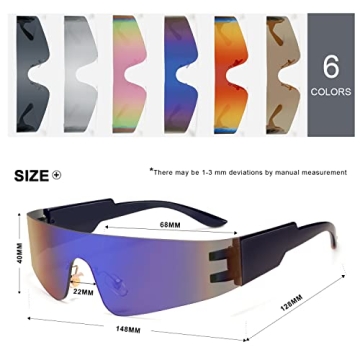 Vanlinker Futuristic Wrap Around Sunglasses for All