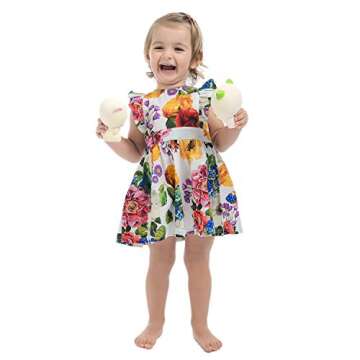 BrightyKid Newborn Baby Girl Clothes Outfits Dress Toddler Cute Flower Cotton Dress, Ruffle Sleeve F...