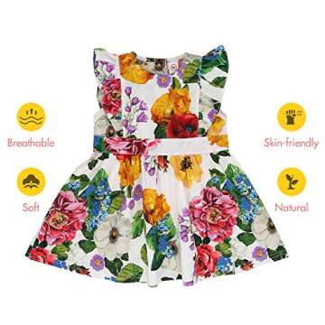 BrightyKid Newborn Baby Girl Clothes Outfits Dress Toddler Cute Flower Cotton Dress, Ruffle Sleeve Floral Dress, 6-9 Months