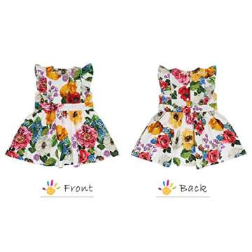 BrightyKid Newborn Baby Girl Clothes Outfits Dress Toddler Cute Flower Cotton Dress, Ruffle Sleeve Floral Dress, 6-9 Months