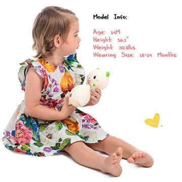 BrightyKid Newborn Baby Girl Clothes Outfits Dress Toddler Cute Flower Cotton Dress, Ruffle Sleeve Floral Dress, 6-9 Months