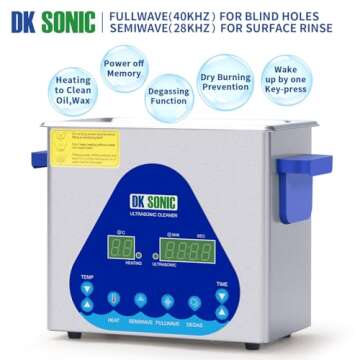 DK SONIC Ultrasonic Cleaner,3L Professional Sonic Cleaner with Cleaning Basket.Digital Control Ultrasonic Parts Cleaner for Cleaning Carburetor Parts,Eyeglasses,Watchband,Coins.(110V,0.79Gal)