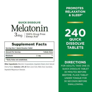 Nature's Bounty Melatonin 3mg, 100% Drug Free Sleep Aids for Adults, Supports Relaxation and Sleep, ...