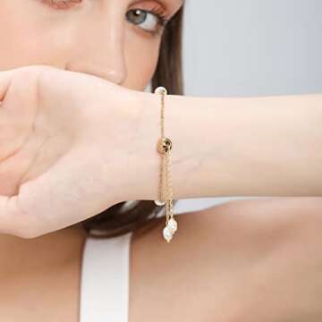 Shop HUWODY Baroque Pearl Bracelet for Women - Adjustable Glamour