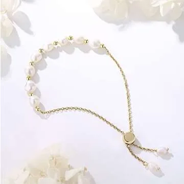 Shop HUWODY Baroque Pearl Bracelet for Women - Adjustable Glamour