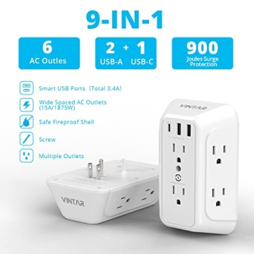 6 Outlet Wall Charger with 3 USB Ports for Safe Power Solutions