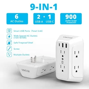 6 Outlet Wall Charger with 3 USB Ports for Safe Power Solutions