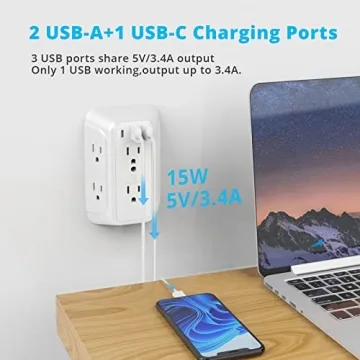 6 Outlet Wall Charger with 3 USB Ports for Safe Power Solutions