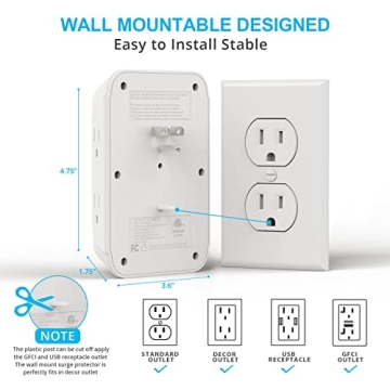 6 Outlet Wall Charger with 3 USB Ports for Safe Power Solutions