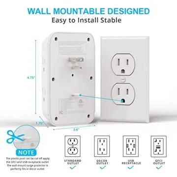 6 Outlet Wall Charger with 3 USB Ports for Safe Power Solutions