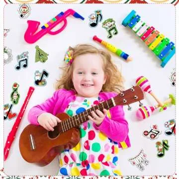 Menkxi 48 Pcs Christmas Music Note Ornaments for Tree Treble Clef Wooden Christmas Ornaments Vintage Musical Notes Decorative Xmas Hanging Ornaments with Rope Home Rock Roll Party Decorations