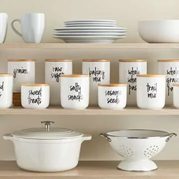 Talented Kitchen 158 Pieces Food Storage Labels for Glass Containers, Preprinted for Perfect Organiz...