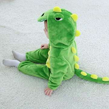 LOLANTA Toddler Dinosaur Animal Costume Unisex Baby Kids Flannel Hooded Romper Jumpsuit Dress Up Outfit