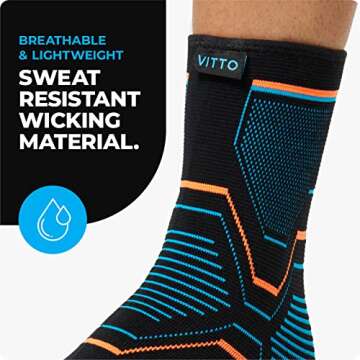 VITTO Ankle Brace - Compression Sleeve for Ankle Support