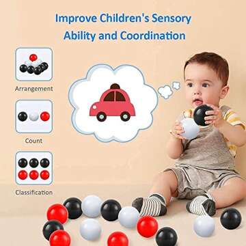 GUESVOT Ball Pit Balls Plastic Balls for Ball Pit BPA Free Plastic Balls Crush and Smash Proof Balls 100pcs 2.2" Set for Toddlers for Play Tent Tunnel (Black+White+Red)